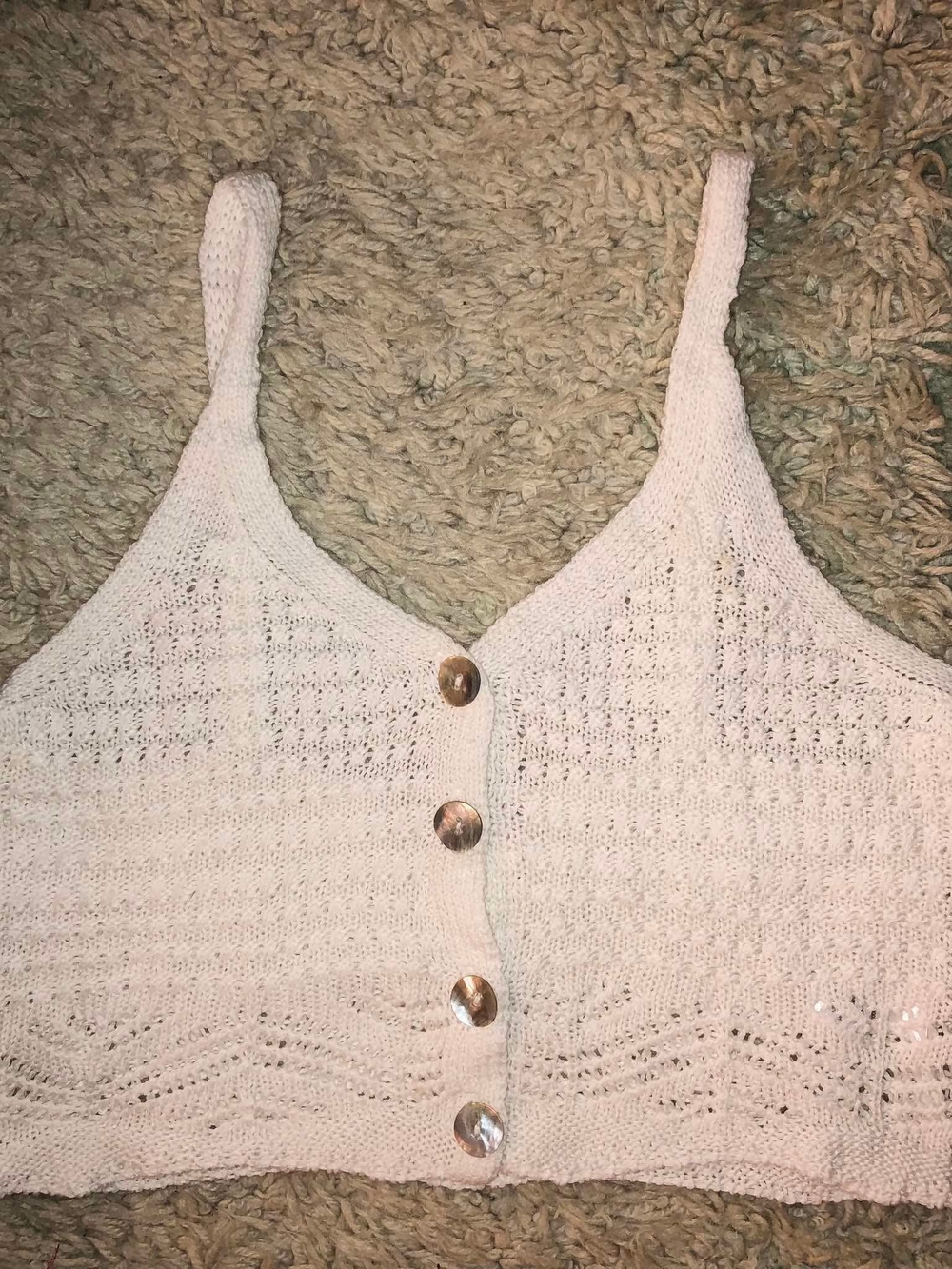Knit Button-Front Light Pink Camisole